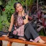 Black Leno Kara Straight Suit - View 1