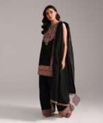 Black Leno Kara Straight Suit - View 3