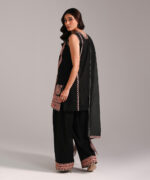 Black Leno Kara Straight Suit - View 4
