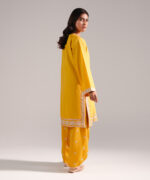 Mustard Yellow Slub Lawn Straight Shirt Suit - View 3