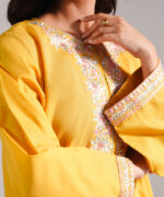 Mustard Yellow Slub Lawn Straight Shirt Suit - View 4
