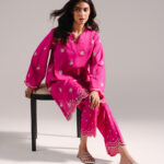 Pink Slub Lawn Straight Shirt Suit - View 1