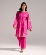 Pink Slub Lawn Straight Shirt Suit - View 3