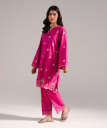 Pink Slub Lawn Straight Shirt Suit - View 6