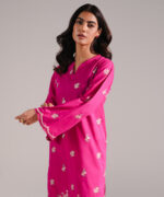 Pink Slub Lawn Straight Shirt Suit - View 4