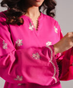 Pink Slub Lawn Straight Shirt Suit - View 2