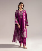 Purple Dobby Straight Suit - View 3