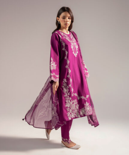 Purple Dobby Straight Suit - View 2