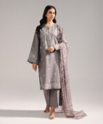 Grey Dobby Straight Suit - View 4