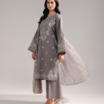 Grey Dobby Straight Suit - View 1