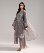 Grey Dobby Straight Suit - View 1