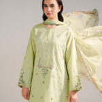 Green Dobby Straight Suit - View 1