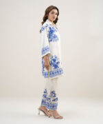 Cream White Dobby Drop Shoulder Suit - View 2