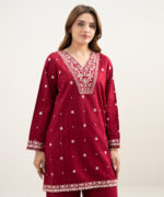 Maroon Dobby Straight Suit - View 5