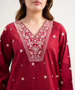 Maroon Dobby Straight Suit - View 3