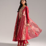 Maroon Fancy Cotton A-Line Suit - View 1