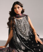 Black Fancy Cotton A-Line Suit - View 5