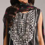 Black Fancy Cotton A-Line Suit - View 1