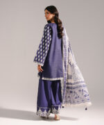 Dark Blue Fancy Cotton A-Line Suit - View 3
