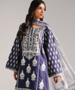 Dark Blue Fancy Cotton A-Line Suit - View 2