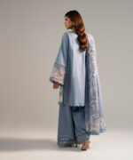 Steel Blue Self Jacquard A-Line Suit - View 2