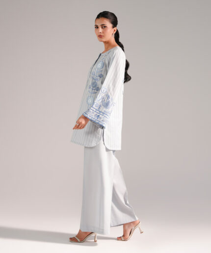 Grey Leno Kara Straight Shirt Suit - View 1