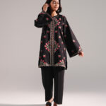 Black Dobby Straight Shirt Suit - View 1