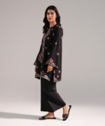 Black Dobby Straight Shirt Suit - View 2