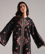 Black Dobby Straight Shirt Suit - View 3
