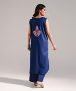 Dark Blue Dobby Straight Shirt Suit - View 1