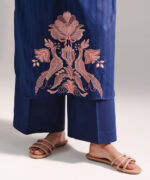 Dark Blue Dobby Straight Shirt Suit - View 2