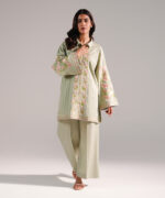 Green Dobby Straight Shirt Suit - View 3