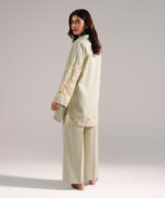 Green Dobby Straight Shirt Suit - View 5