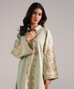 Green Dobby Straight Shirt Suit - View 2