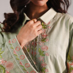Green Dobby Straight Shirt Suit - View 1