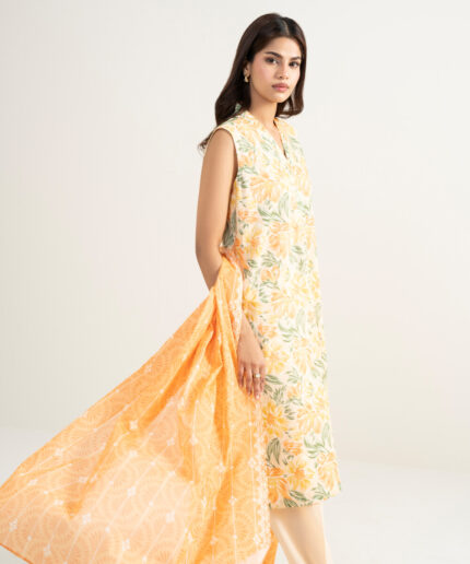 Peach Straight Cambric Suit - View 1