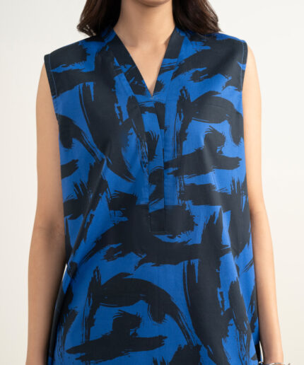 Blue Straight Cambric Suit - View 2