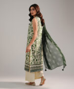 Off White Cambric Straight Suit - View 1
