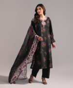 Black Cambric Straight Suit - View 4