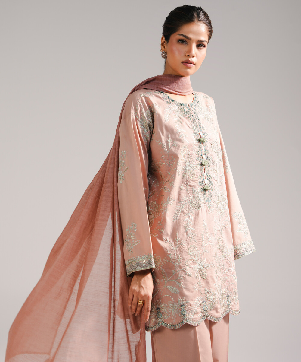 Beige Lawn Straight Suit - View 1 Beige Lawn Straight Suit - View 1