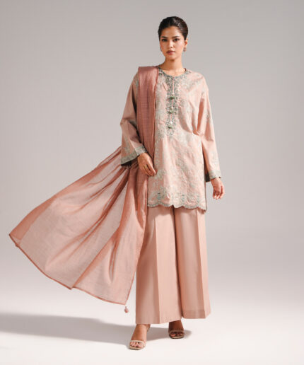 Beige Lawn Straight Suit - View 2