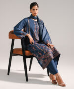 Dark Blue Lawn A-Line Suit - View 6