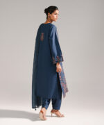 Dark Blue Lawn A-Line Suit - View 5