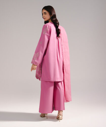 Pink Lawn Straight Suit - View 2