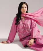 Pink Lawn Straight Suit - View 3
