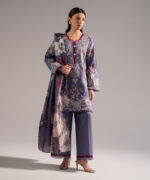 Steel Blue Slub Lawn A-Line Suit - View 2