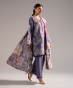 Steel Blue Slub Lawn A-Line Suit - View 4