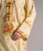 Pale Yellow Slub Lawn A-Line Suit - View 5