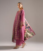 Mauve Pink Slub Lawn A-Line Suit - View 2