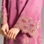 Mauve Pink Slub Lawn A-Line Suit - View 1